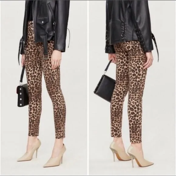 Good American Leopard Print Jeans Brown Size 28 High Rise Good Waist - Image 2