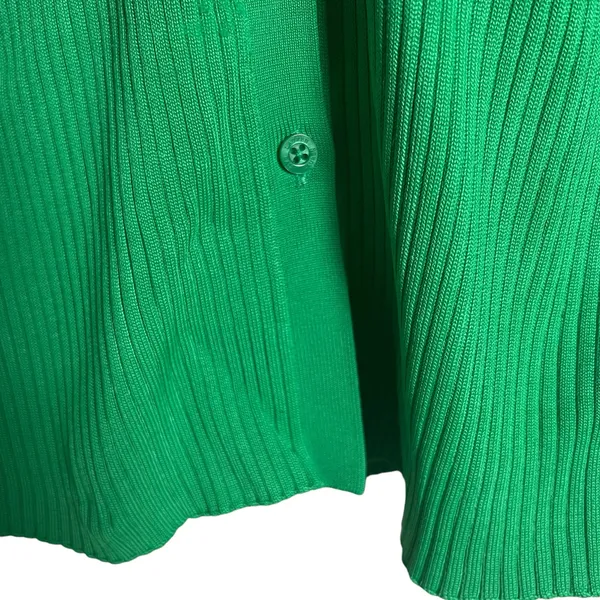 Lauren Ralph Lauren Green Collared Polo Ribbed Knit Cardigan Sweater Size M - Image 10