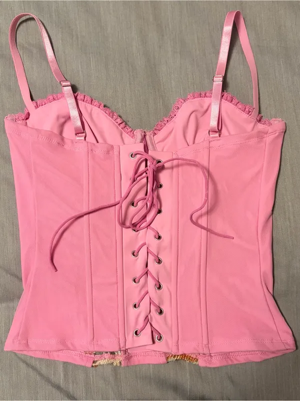 Edikted Medium Pink Inka Sequin Beaded Floral Underwire Top - Image 7