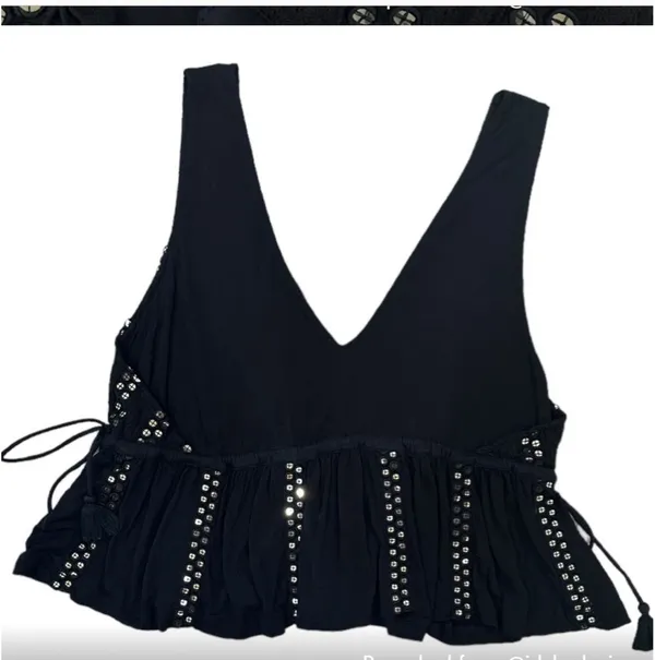 Anthropologie Black Sequin Embellished Top - Image 9