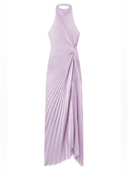 ALC Frank Lavender Halter Pleated Evening Gown Dress 4 - Image 3