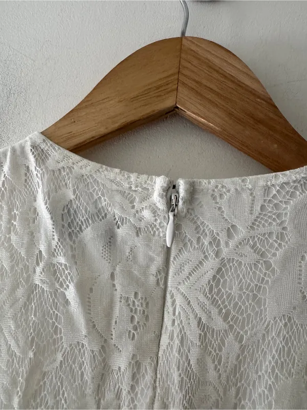 Abercrombie & Fitch White Lace Overlay‎ Tiered Dress - Image 5