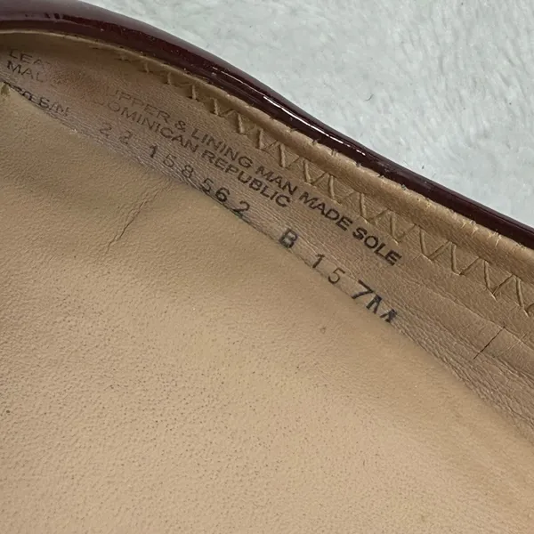 Tory Burch Reva Ballet Flats Burgundy Patent Leather Gold Medallion Womens‎ 7M - Image 8