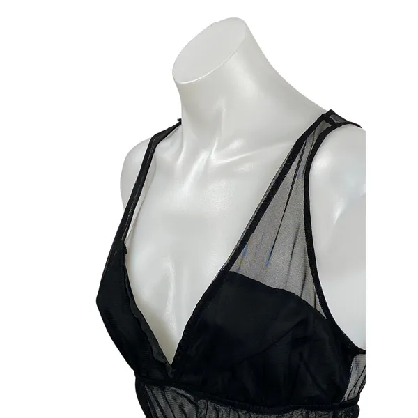 Zara Women's Black Sleeveless Mesh Ruffle Tiered Peplum Tank Blouse Top Size S - Image 2