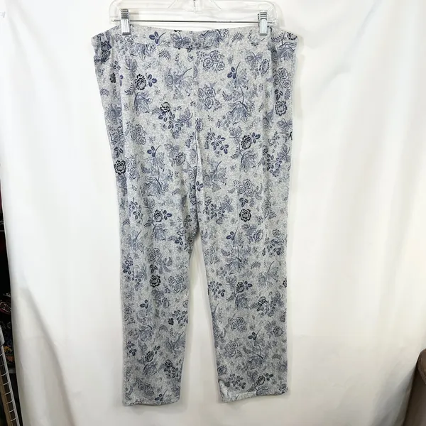 Lucky Brand XL‎ Pajama Set Gray Blue Floral Toile Short Sleeve Loungewear 727 - Image 14