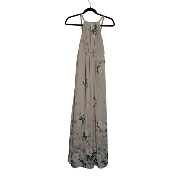 Show Me Your Mumu Amanda Floral Halter‎ Maxi Dress Beige White Green Small - Image 3