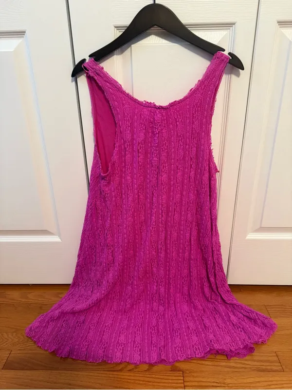 Free People Pink Lace Mini Dress - Image 3