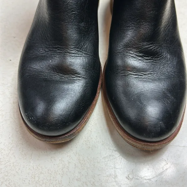 Kirk-Ease Mindo Stacked Heel 7M Black Leather Pull-on Ankle Boots Booties - Image 9