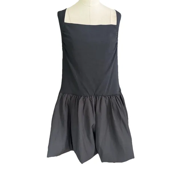 L'eau Bisou Black Bubble Knit Mini Dress XL Square Neck Dropped Waist Party LBD - Image 4