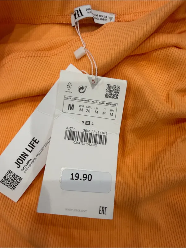 Zara Orange Ruched Mini Skirt - Image 3