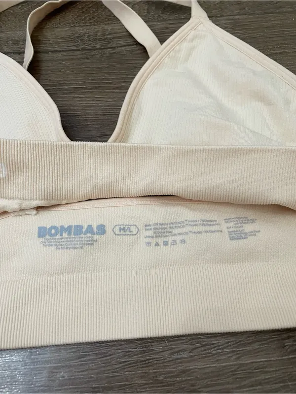 Bombas Women’s Seamless Triangle Bralette Size M/L Wheat Beige Adjustable Straps - Image 7