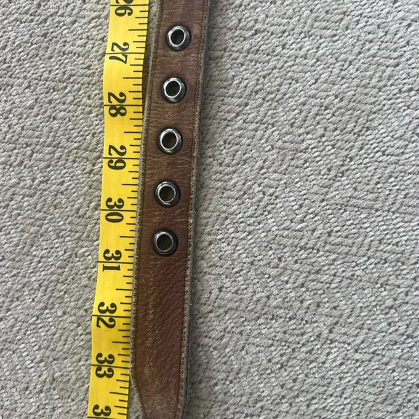 Vintage 501 Levi's Brown Leather Belt with metal Accents - Image 6