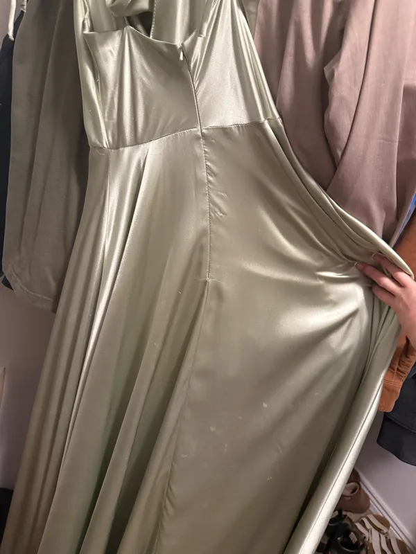 Satin green dress Size XS - Image 6