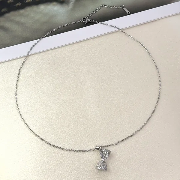 CZ Hourglass Pendant Necklace for Women - Image 5