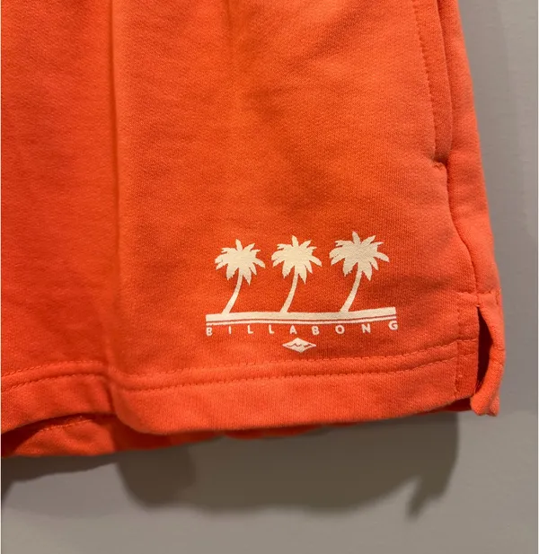 Billabong Wave Runner Fleece Logo Lounge Shorts Coral - Image 3
