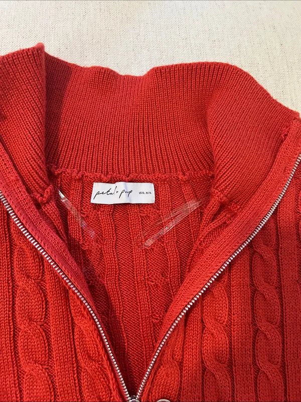 Petal & Pup Frida Cable Knit Half Zip Sweater, Red, Size XL, NWOT Display - Image 7