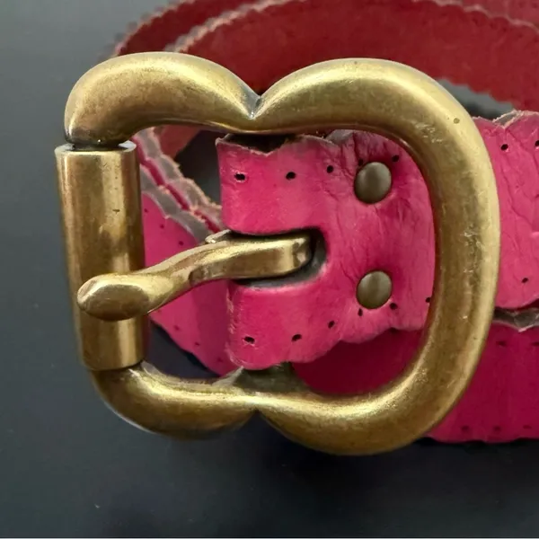 FOSSIL BT4028690 Pink Scalloped Edge Leather Belt Size S Waist 29.5”-33.5” - Image 5