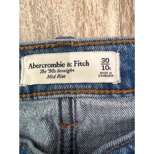 Abercrombie & Fitch The 90s Straight Mid Rise Distressed Jeans Blue 30‎ 10R - Image 2
