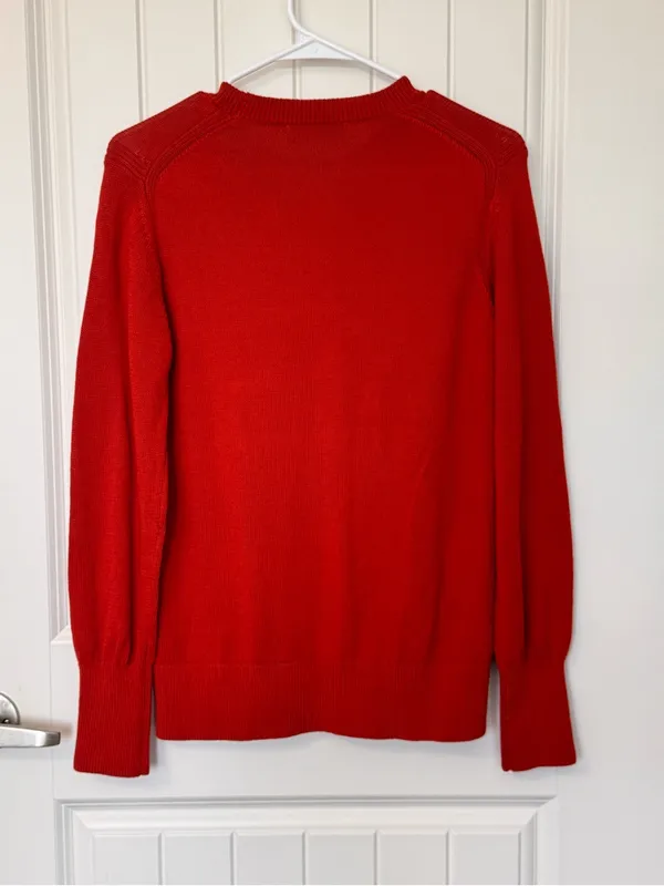 Everlane Red Cotton Crewneck Sweater Size‎ Medium - Image 3
