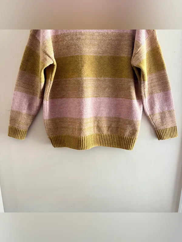 MADEWELL Otis‎ Space Dye Striped Alpaca Blend Sweater in Pink Oyster, Medium - Image 8
