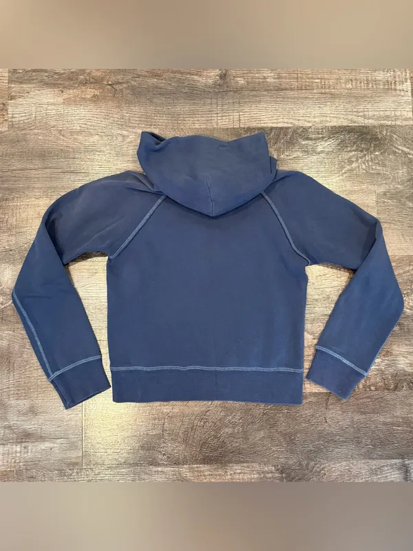 Abercrombie and Fitch Vintage Women’s Navy Blue Hoodie Medium Y2K Raised Letters - Image 3