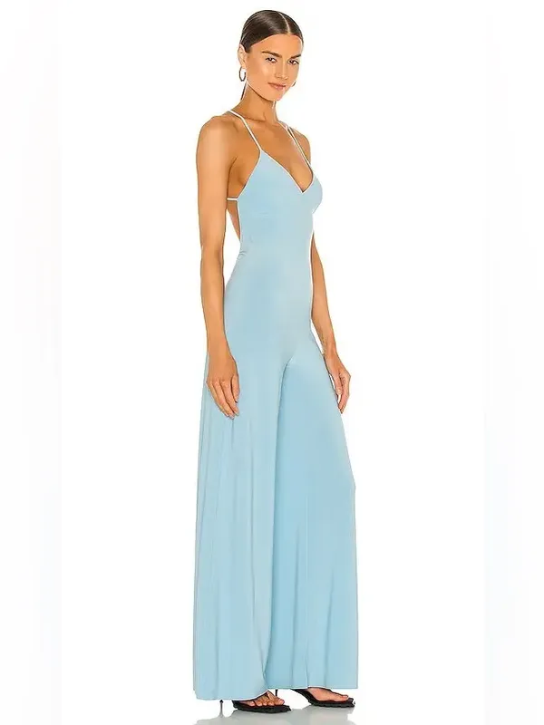 NORMA KAMALI x REVOLVE Slip Low Back Jersey Jumpsuit in Powder Blue Sz. XS - Image 3