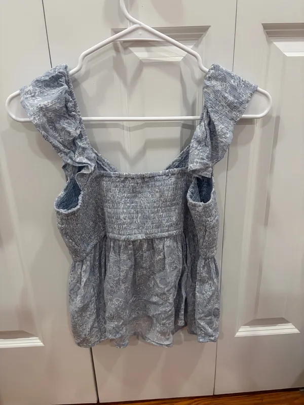 Hollister Light Blue Babydoll Floral Top - Image 2