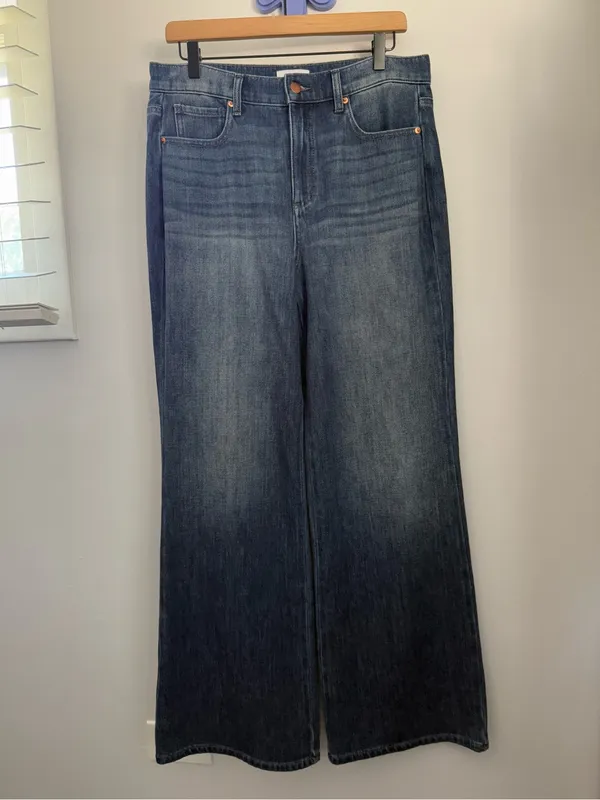 Evereve 31 Wide Leg Trouser Jeans Dark Wash Medium Relaxed - Image 2