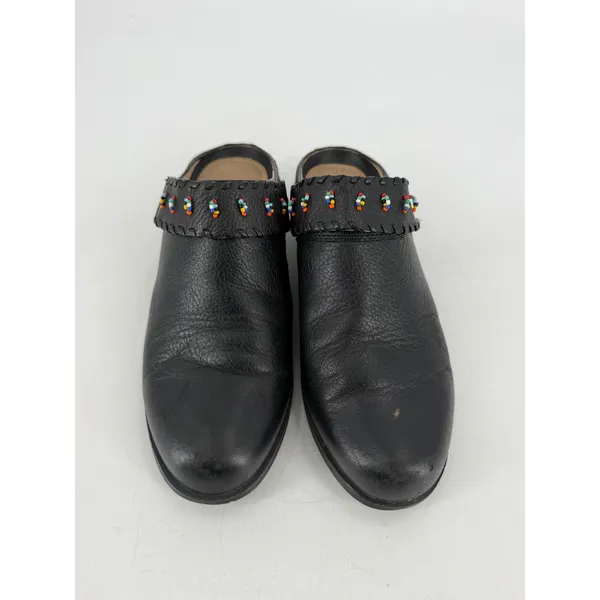 Ariat Clogs Women 8.5 Black Leather Beaded Whipstitch Western Boho Mules - Image 8