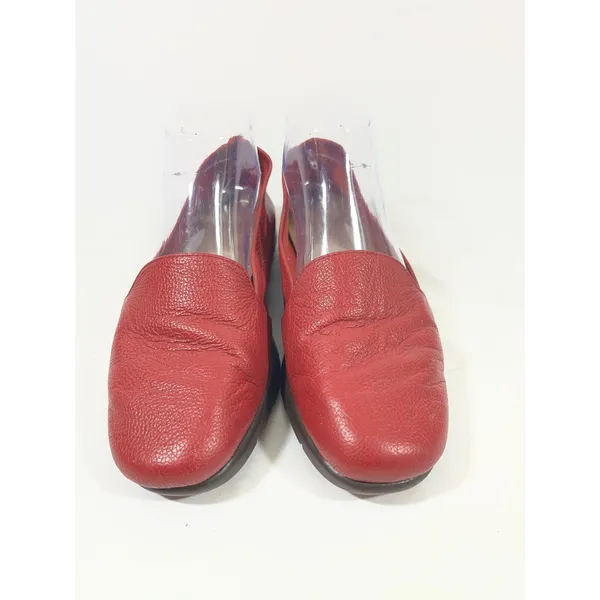 Aerosoles Fame Show Pebbled Leather Loafers Women 7.5 Red Slip On Flats Everyday - Image 2