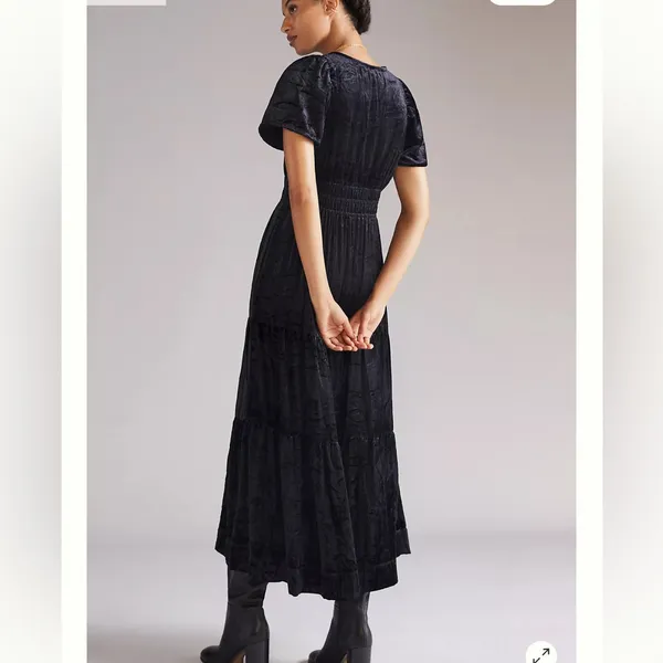 Anthropologie Somerset Velvet Maxi Dress Womens Small Black - Image 11