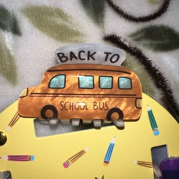 NWT Piper K‎ Back To School Hair Clips Set of 4, Pencil,Bus,Apple,Calculator - Image 3