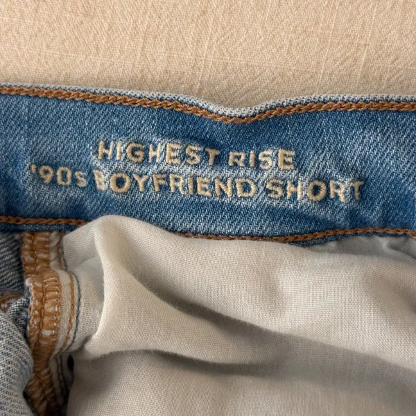 American Eagle Highest Rise 90s Boyfriend Cutoff Shorts Light Wash Distressed 4 - Image 2
