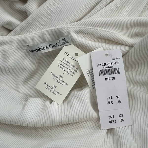 NWT‎ Abercrombie & Fitch form to flatter one shoulder ribbed maxi dress white M - Image 3