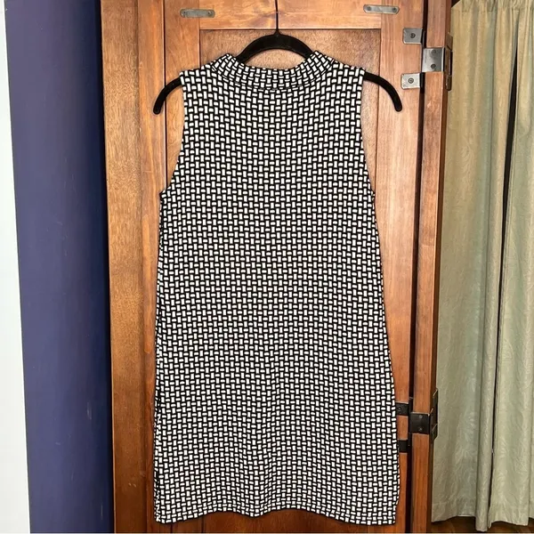 Zara Knit Black White Shift Mini Dress Minimalist Mod Indie 60s Artsy Retro M - Image 4
