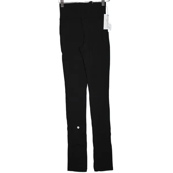 Womens Lululemon Skinny Will Pants Black Drawstring Pockets Leggings Size 2 - Image 2