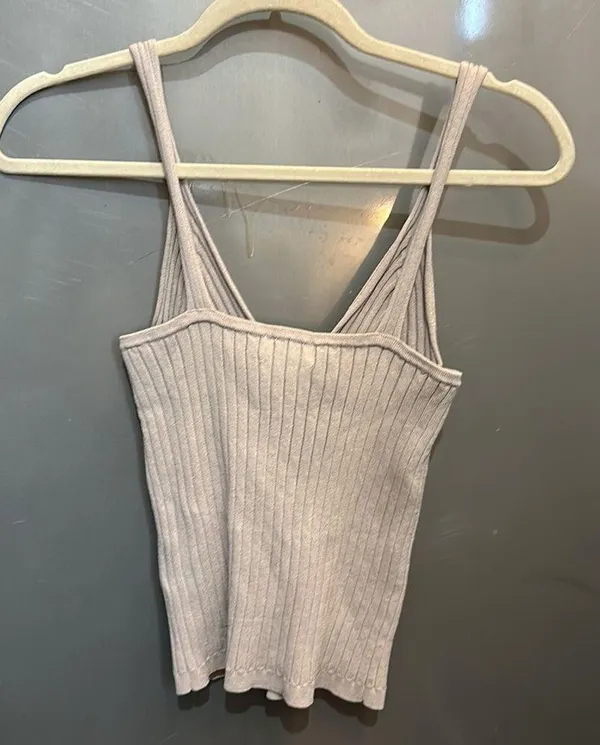 H&M light beige taupe rib knit tank top M - Image 5