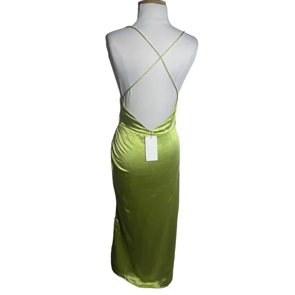 NWT OPT lime satin strappy dress‎ Sz XS - Image 2