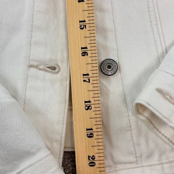 Abercrombie & Fitch White‎ Denim Jacket women XS Fitted Stretch Trucker Jean New - Image 4