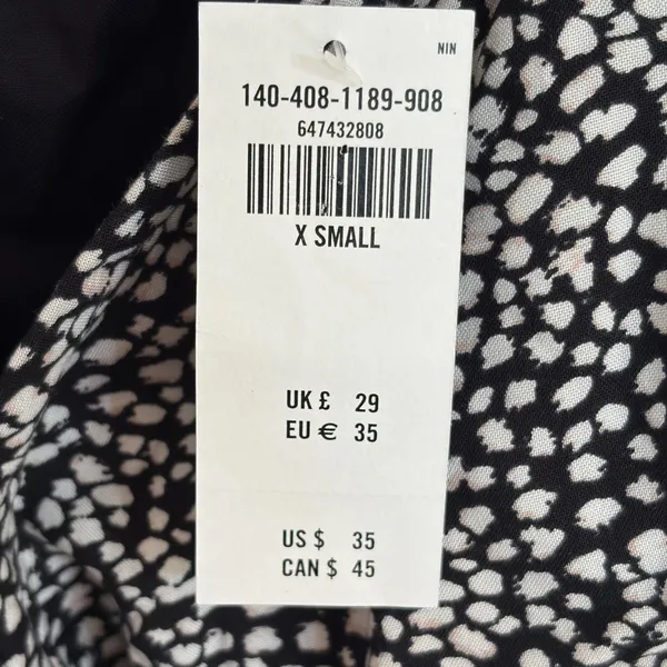 Abercrombie‎ & Fitch Womens Pebble Print Tie Front Crop Top Black White XS NWT - Image 6