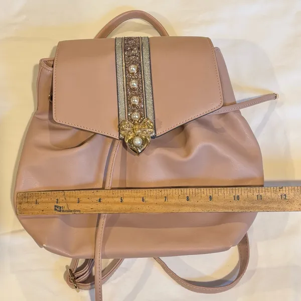 Women’s ALDO Pink Embellished Backpack, Bag. Bucket Style with Drawstring - Image 10