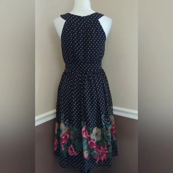 Black & Brown Dot Floral Print Halter Dress by Lace & Mesh Modcloth Medium - Image 5