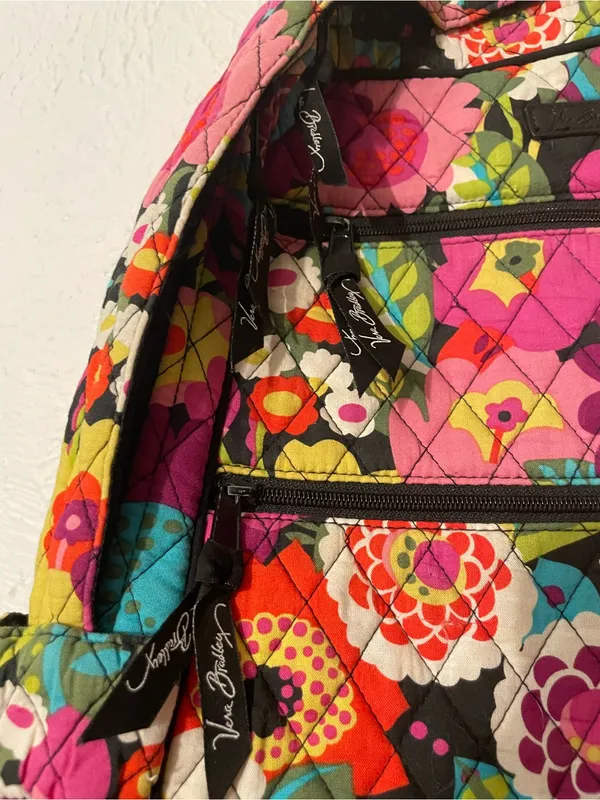 Vera Bradley Floral Quilted Backpack Pink Multicolor - Image 5
