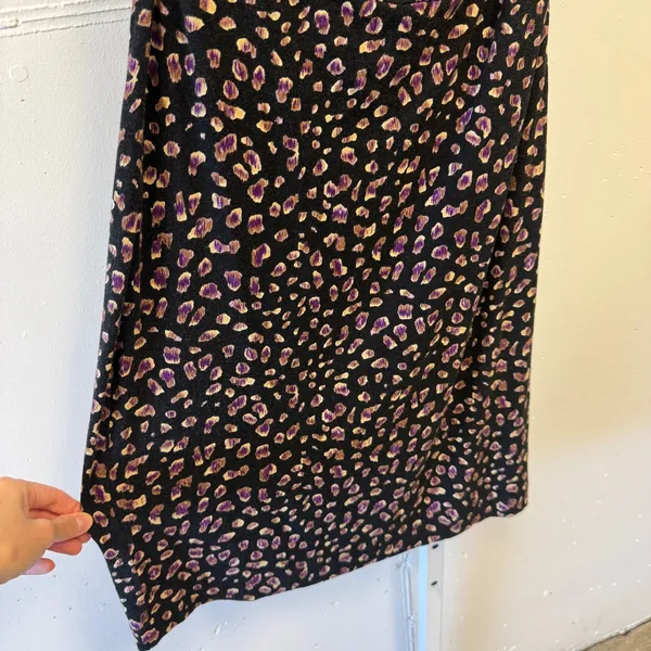 Ann Taylor Sleeveless Cowl Neck Leopard Print Sheath Dress Purple Black Small - Image 4