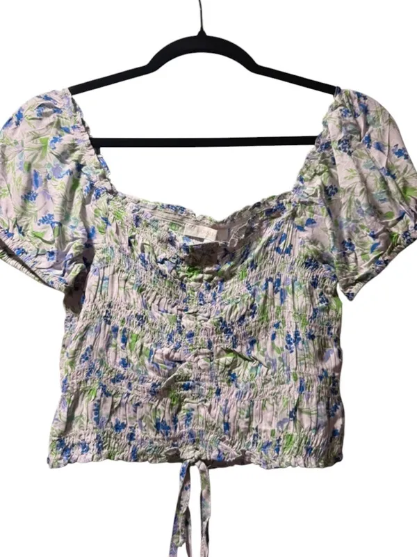 Olivaceious Smocked puff sleeve milk maid crop Blouse romantic Coquette girl - Image 2