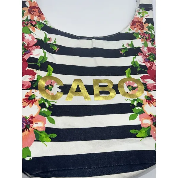 Floral and Striped Cabo Hobo Bag Purse Boho Peace Festival Hippie Artsy Vacation - Image 3