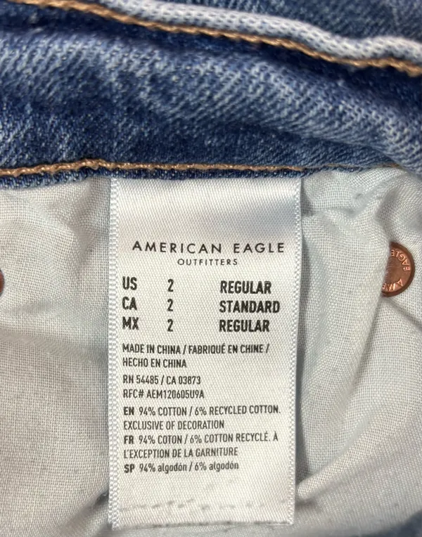American Eagle Baggy Denim Jeans Size 2 High Rise Distressed Medium Wash - Image 8