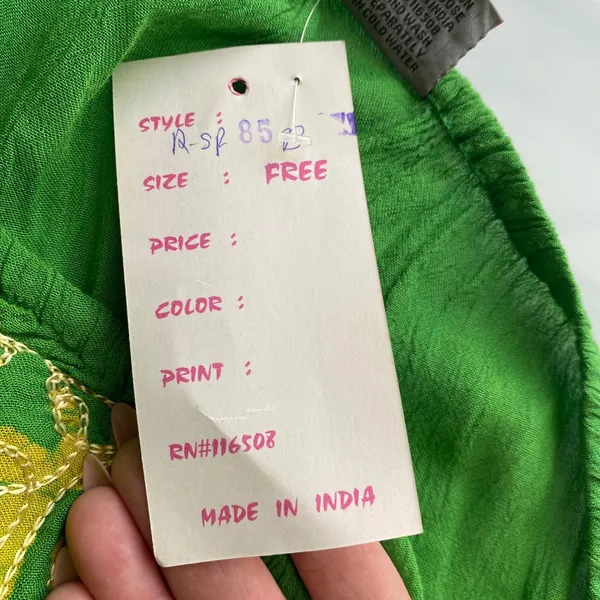 Fashion Terminal Cotton Boho Beachy Relaxed One Shoulder Kaftan Tunic Free Green - Image 7
