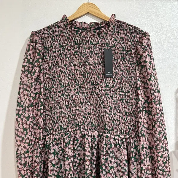 Lulus XL Floral Forever Green and Pink Smocked Skater Dress NWT - Image 2