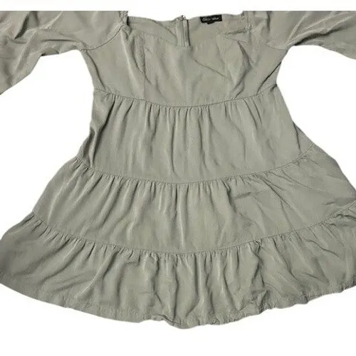 Shinestar Sage Green Tiered Babydoll Dress‎ Peasant Cottagecore Earthy Neutral - Image 11